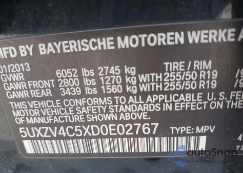 2013 BMW X5 xDrive35I/xDrive35I Premium/xDrive35I Sport Activity from USA, damaged, VIN 5UXZV4C5XD0E02767